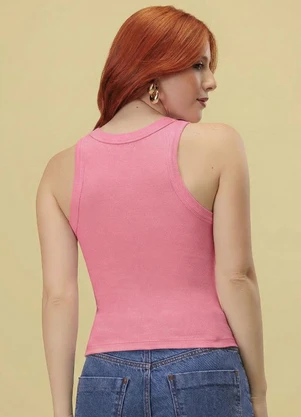 Angel - Blusa Regata Ribana Basic Rosa - ANGEL