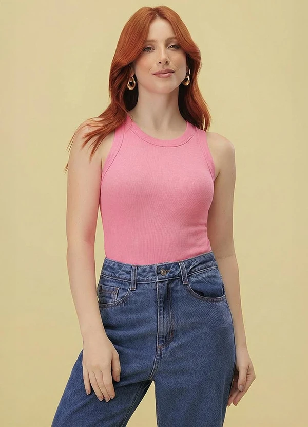 Angel - Blusa Regata Ribana Basic Rosa 3