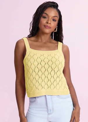 Angel - Blusa Regata Tricot Amarelo - ANGEL