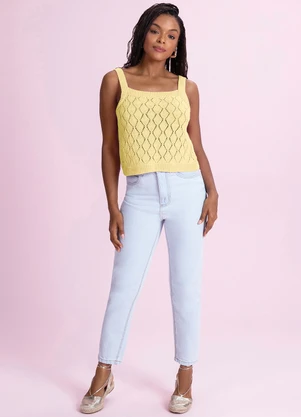 Angel - Blusa Regata Tricot Amarelo - ANGEL