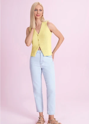Angel - Blusa Regata Tricot Amarelo - ANGEL