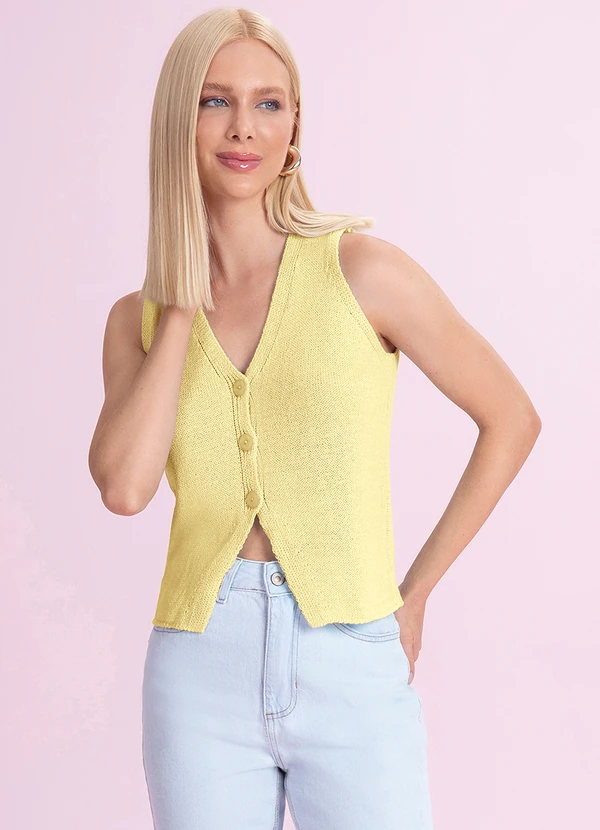 Angel - Blusa Regata Tricot Amarelo
