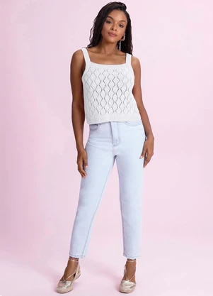 Angel - Blusa Regata Tricot Branco - ANGEL