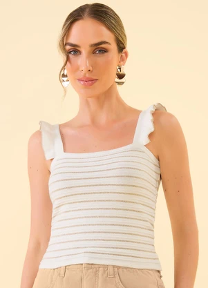 Angel - Blusa Regata Tricot Dourado - ANGEL