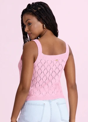 Angel - Blusa Regata Tricot Rosa - ANGEL