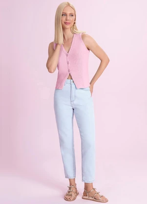 Angel - Blusa Regata Tricot Rosa - ANGEL