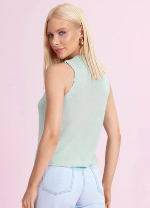 Angel - Blusa Regata Tricot Verde - ANGEL