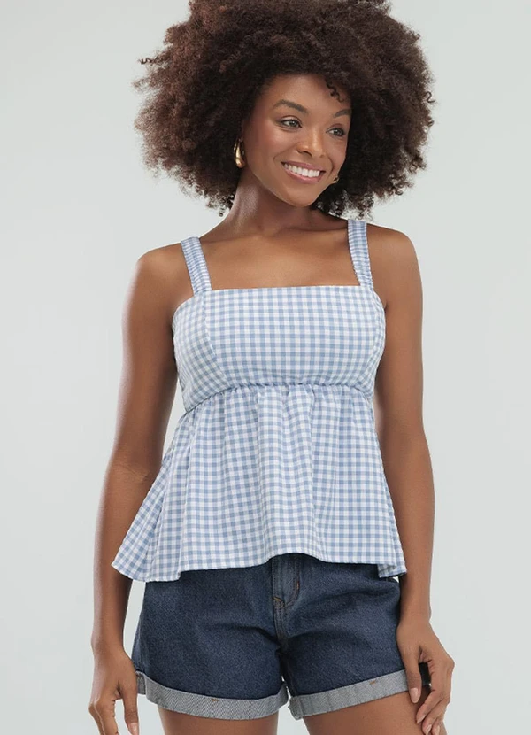 Angel - Blusa Regata Vichy Azul