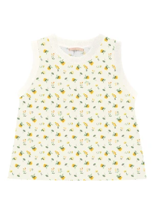 Angel - Blusa Regata Viscose Estampada Amarelo - ANGEL