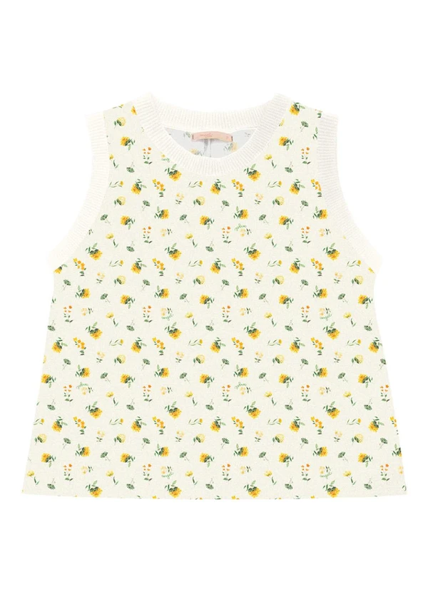 Angel - Blusa Regata Viscose Estampada Amarelo