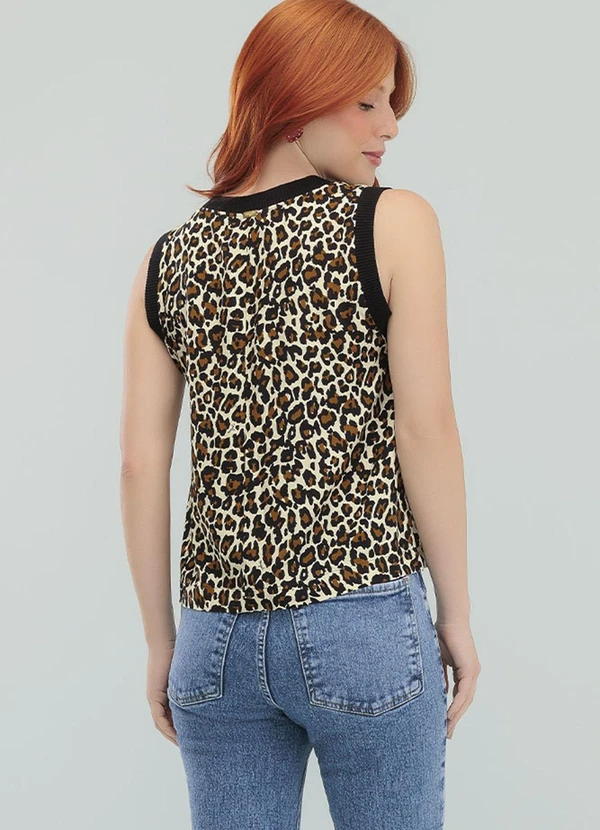 Angel - Blusa Regata Viscose Estampada Preto 2