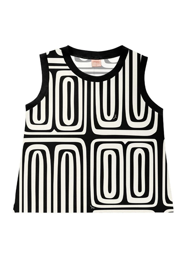 Angel - Blusa Regata Viscose Estampada Preto 1