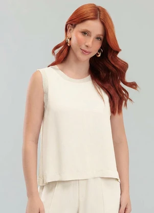 Angel - Blusa Regata Viscose Lisa Bege - ANGEL