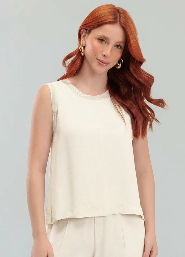 Angel - Blusa Regata Viscose Lisa Bege