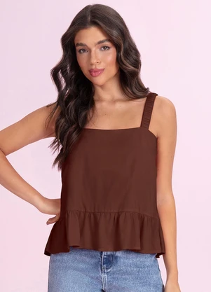 Angel - Blusa Regata Viscose Marrom - ANGEL
