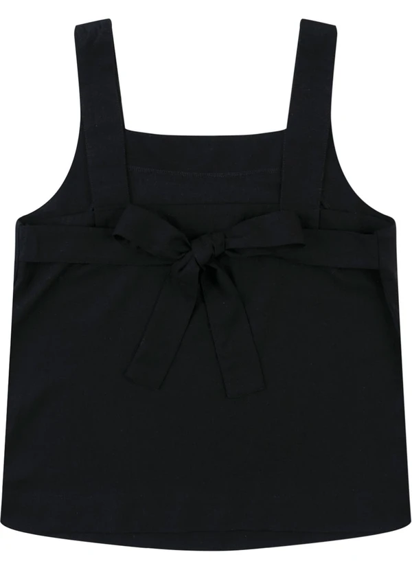 Malwee - Blusa Reta com Amarração Preto