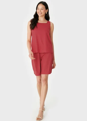 Malwee - Blusa Reta com Amarração Vermelho - MALWEE