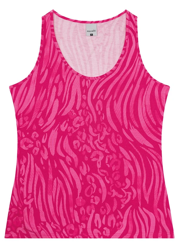 Malwee - Blusa Rosa Animal Print em Viscose Conforto
