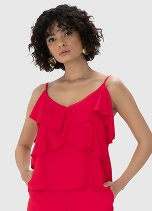 Enfim - Blusa Rosa  Babados em Crepe - ENFIM