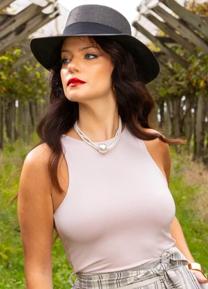 Quintess - Blusa Rosa Claro em Malha Fria - QUINTESS