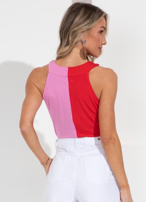 Outlet - Blusa Rosa/Vermelho Decote Halter 2