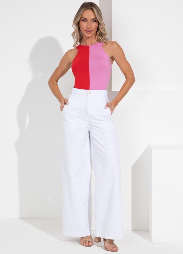 Outlet - Blusa Rosa/Vermelho Decote Halter 3