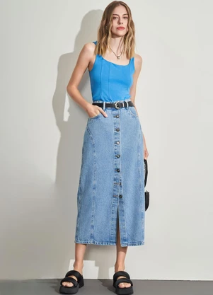 Sofie - Blusa sem Manga em Bodycon Azul - SOFIE