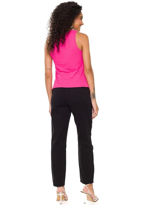 Doce Trama - Blusa sem Manga em Malha New Favo Rosa 4