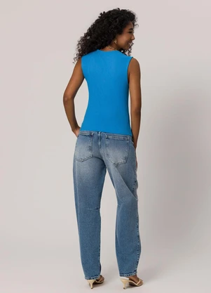 Sofie - Blusa sem Manga em Ribana Azul - SOFIE
