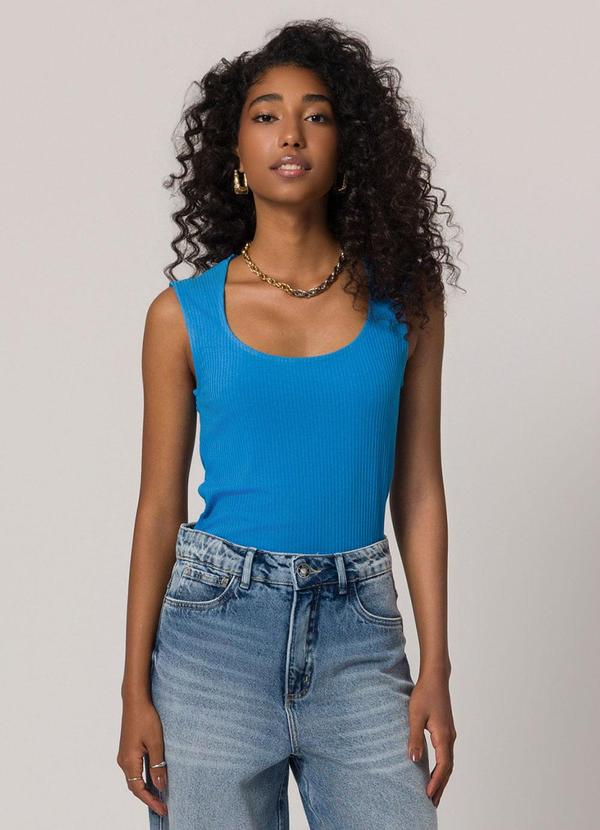 Sofie - Blusa sem Manga em Ribana Azul