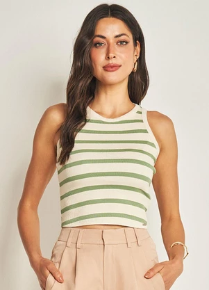 Doce Trama - Blusa sem Manga em Ribana Listrado - DOCE TRAMA