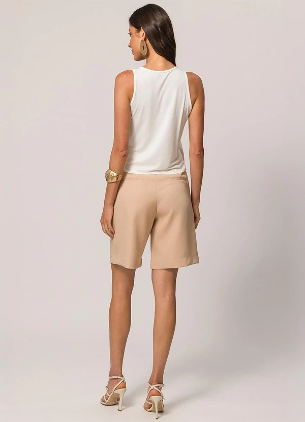 Doce Trama - Blusa sem Manga em Sarja e Malha Viscose Branco 4