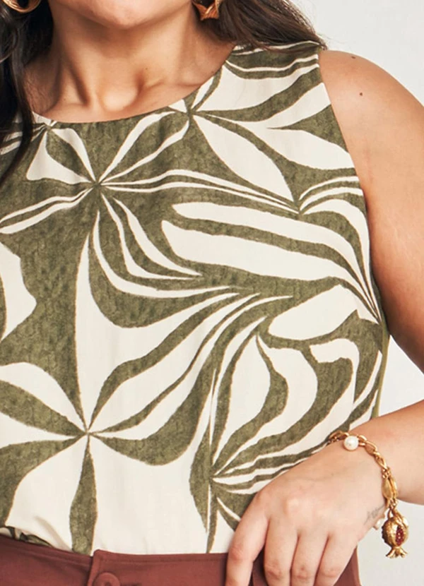 Doce Trama - Blusa sem Manga  Estampado 4