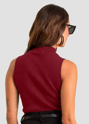 Dianna - Blusa sem Manga Feminina em Ribana Vermelho - DIANNA