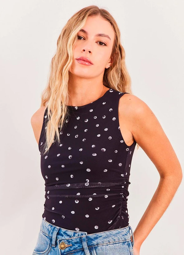 Sofie - Blusa sem Manga Tule Spring Flow Azul