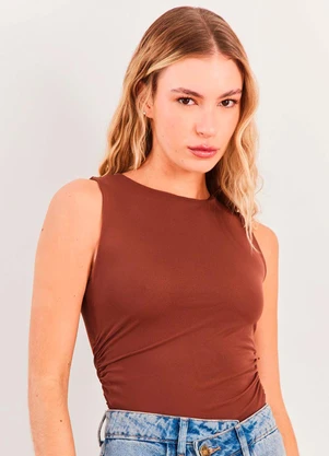 Sofie - Blusa sem Manga Tule Spring Flow Marrom - SOFIE