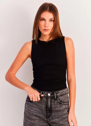 Blusa sem Manga Tule Spring Flow  - Sofie (Preto) - SOFIE
