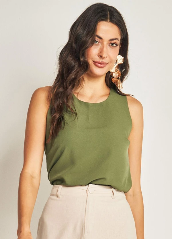 Doce Trama - Blusa sem Manga Verde