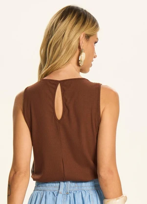 Doce Trama - Blusa sem Mangas com Gola Redonda Azul - DOCE TRAMA
