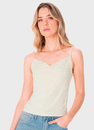 Enfim - Blusa Slim com Strass Off White - ENFIM