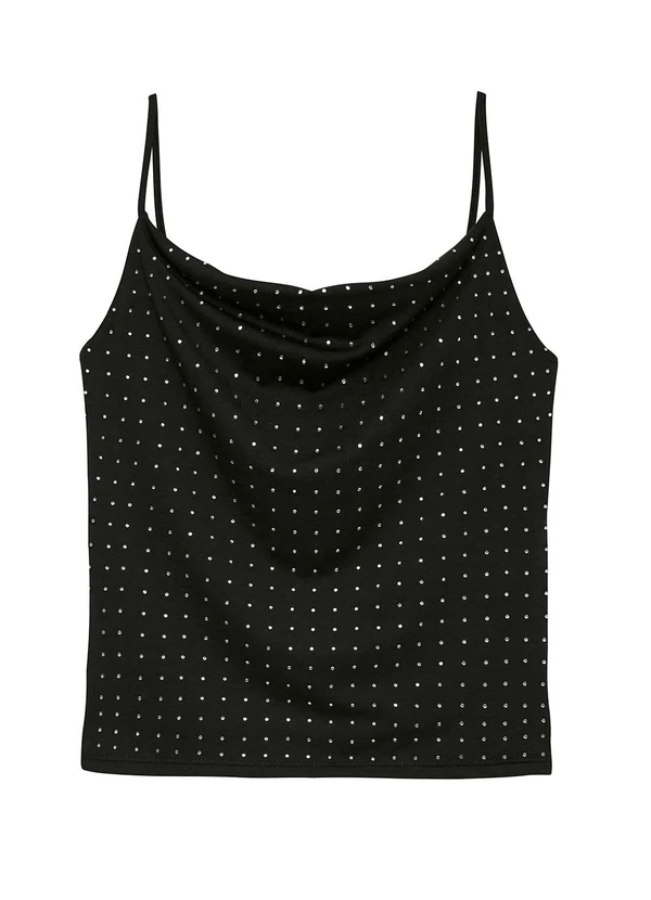 Enfim - Blusa Slim com Strass Preto