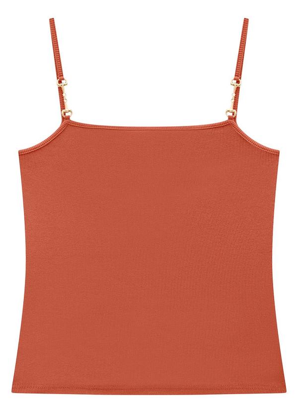 Enfim - Blusa Terracota Justa com Pingente