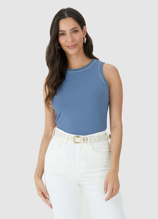 Malwee - Blusa Tradicional Canelada Azul