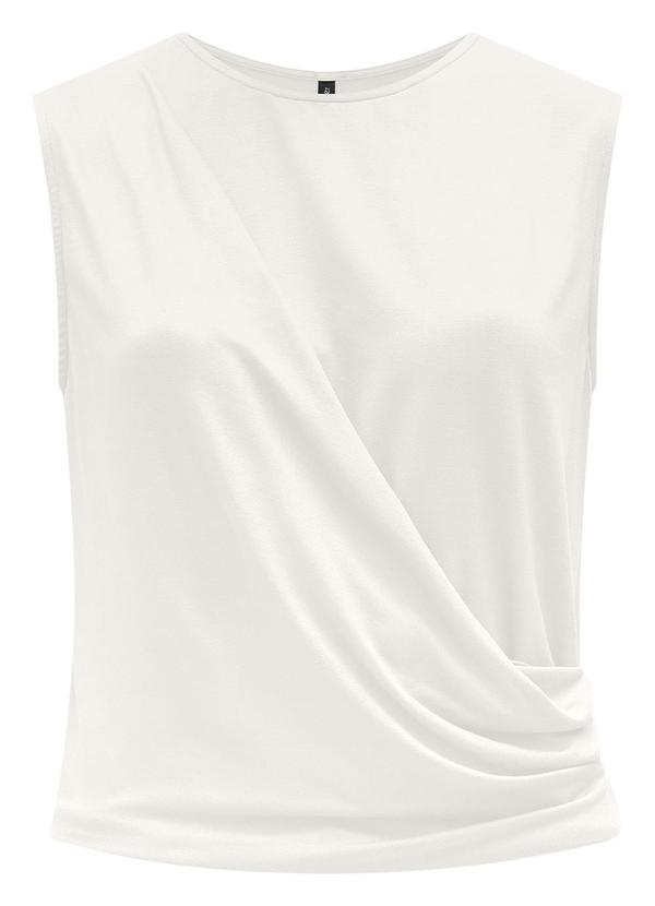 Lunender - Blusa Transpassada em Malha de Viscose Off White