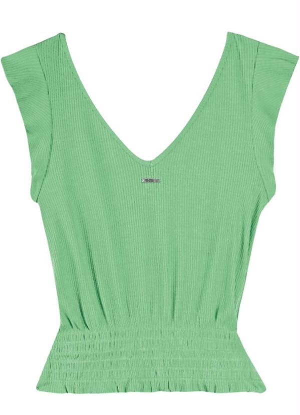 Enfim - Blusa Verde Claro Malha Canelada Feminina 2