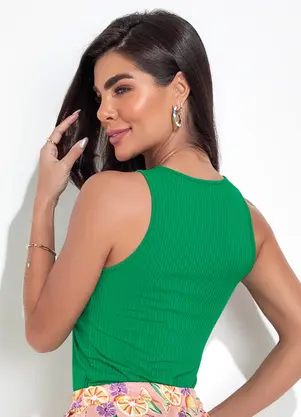 Moda Pop - Blusa Verde em Canelado - MODA POP