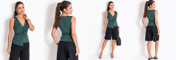 Blusa Verde em Malha Estruturada