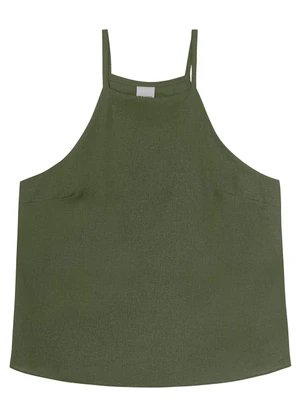 Malwee - Blusa Verde Militar Evasê em Viscolinho - MALWEE