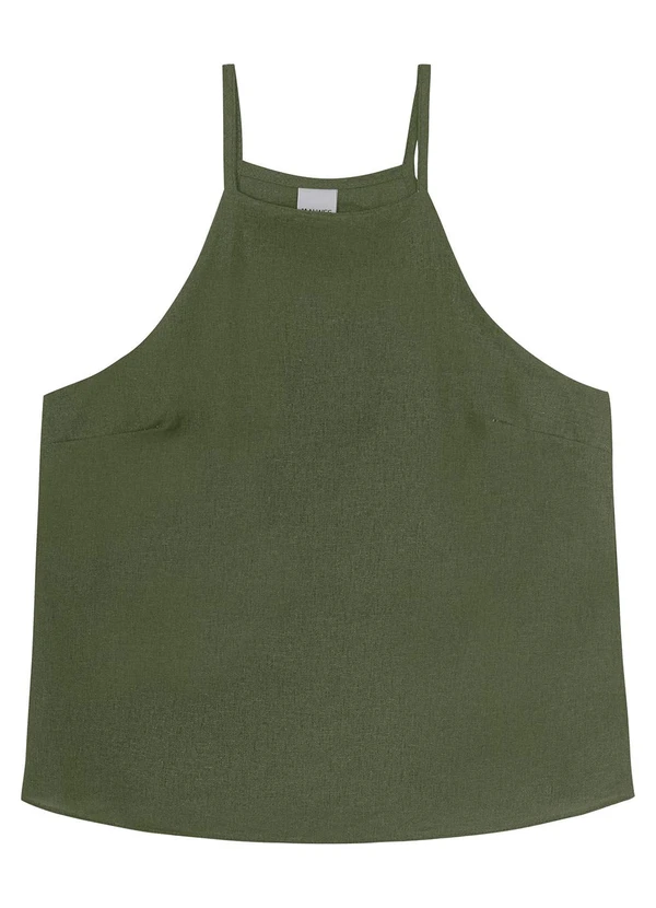 Malwee - Blusa Verde Militar Evasê em Viscolinho