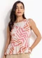 Quintess - Blusa Geométrico Bicolor em Malha de Viscose - variação: Geométrico Bicolor